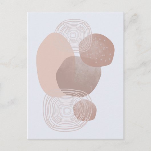 Boho Peach Pink Organic Shapes Art Post Kaart (Voorkant)