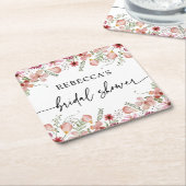 Boho Peach Pink Wildflower Vrijgezellenfeest Kartonnen Onderzetters (Schuin)