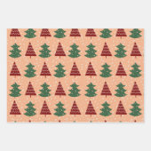 Boho Peach Red Green Kerstbomen Holiday Inpakpapier Vel (Voorkant 3)