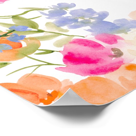 Boho Peach Roze Bloemen Afstudeerfeest Welkom Poster (Hoek)