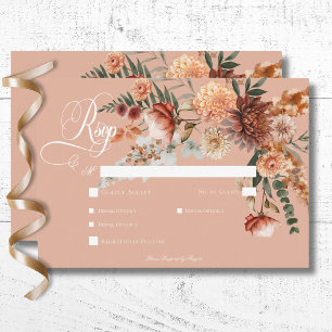 Boho Peach & Rust Bloemen Peach Blush Diner RSVP Kaartje