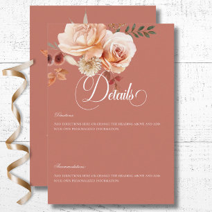 Boho Peach & Rust Bloemenroest Details Informatiekaartje