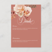 Boho Peach & Rust Bloemenroest Details Informatiekaartje (Voorkant)