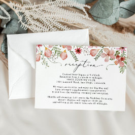 Boho Peach Waterverf Floral Wedding Reception Informatiekaartje
