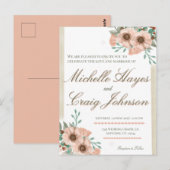 BOHO Peach Wedding Briefkaart (Voorkant / Achterkant)