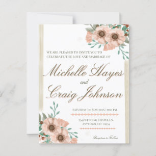 BOHO Peach Wedding Briefkaart