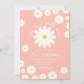 Boho Peach White Daisy Ze is een Wild ONE Verjaard Kaart (Voorkant)