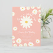 Boho Peach White Daisy Ze is een Wild ONE Verjaard Kaart (Staand voorkant)