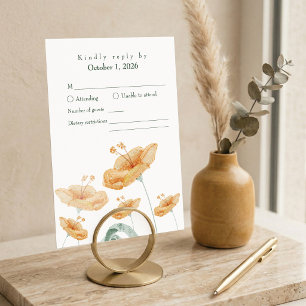 Boho Peach Wildflower & Sage Groen Huwelijk RSVP Kaartje