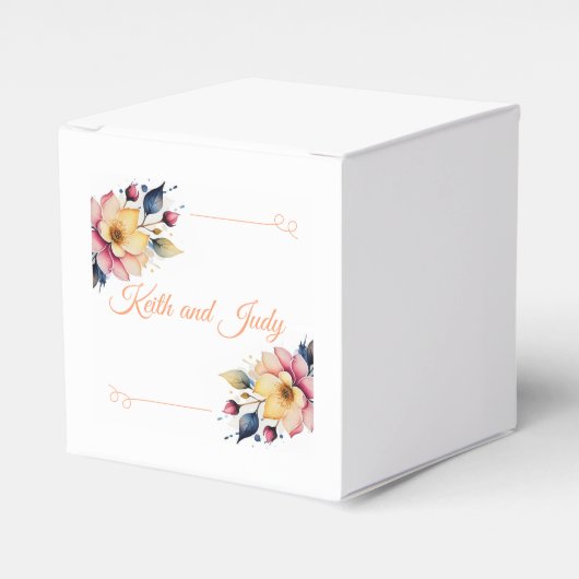 Boho Peachy Floral Bedankdoosjes (Voorkant Zijde)