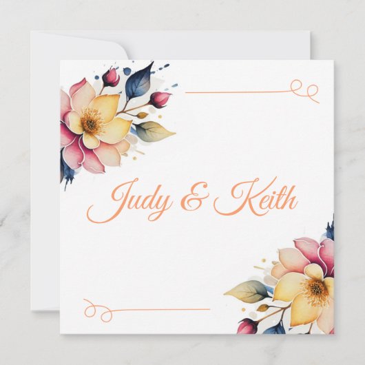 Boho Peachy Floral Kaart (Voorkant)