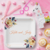 Boho Peachy Floral Papieren Bordje (Feest)