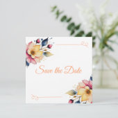 Boho Peachy Floral Save The Date (Staand voorkant)