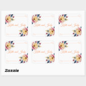 Boho Peachy Floral Vierkante Sticker (Vel)