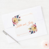 Boho Peachy Floral Vierkante Sticker (Envelop)