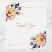 Boho Peachy Floral Wijn Etiket (Enkel label)