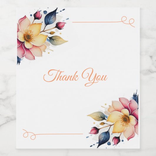 Boho Peachy Floral Wijn Etiket (Enkel label)