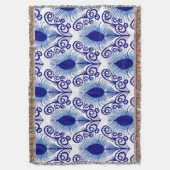 Boho Peacock Feather Jewel Tone-Blue Deken (Voorkant Verticaal)