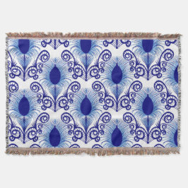 Boho Peacock Feather Jewel Tone-Blue Deken