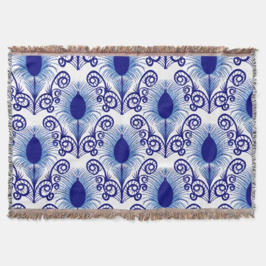 Boho Peacock Feather Jewel Tone-Blue Deken (Voorkant)