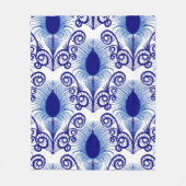 Boho Peacock Feather Jewel Tone-Blue Fleece Deken (Voorkant)
