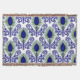 Boho Peacock Feather Jewel Tone-Blue Green Deken