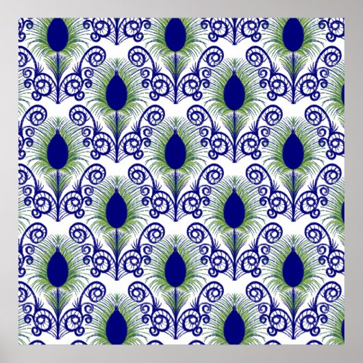 Boho Peacock Feather Jewel Tone-Blue Green Poster (Voorkant)