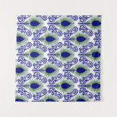 Boho Peacock Feather Jewel Tone-Blue Green Wandkleed (Voorkant (horizontaal))