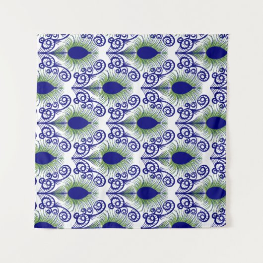 Boho Peacock Feather Jewel Tone-Blue Green Wandkleed (Voorkant (horizontaal))