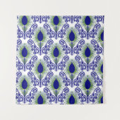 Boho Peacock Feather Jewel Tone-Blue Green Wandkleed (Voorkant)