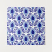 Boho Peacock Feather Jewel Tone-Blue Wandkleed (Voorkant)