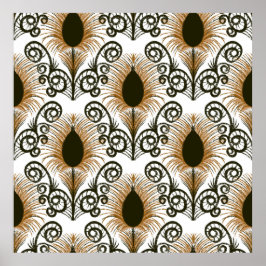 Boho Peacock Feather Jewel Tone-Brown & Gold Poster