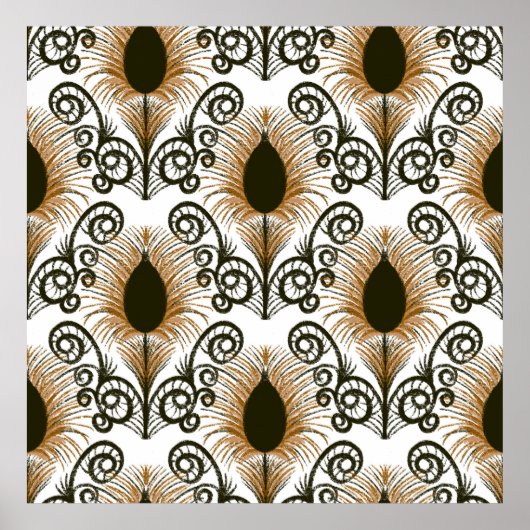 Boho Peacock Feather Jewel Tone-Brown & Gold Poster (Voorkant)