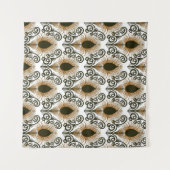 Boho Peacock Feather Jewel Tone-Brown & Gold Wandkleed (Voorkant (horizontaal))