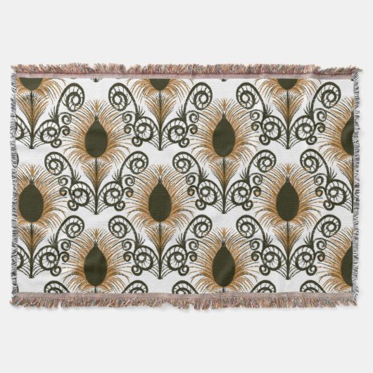 Boho Peacock Feather Jewel Tone-Golden Brown Deken (Voorkant)