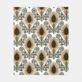 Boho Peacock Feather Jewel Tone-Golden Brown Fleece Deken (Voorkant)