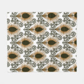 Boho Peacock Feather Jewel Tone-Golden Brown Fleece Deken (Voorkant (Horizontaal))