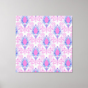 Boho Peacock Feather Jewel Tone-Neon Pink Canvas Afdruk