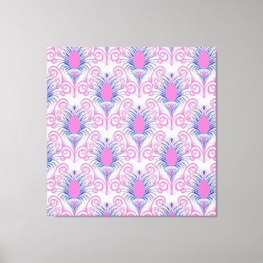 Boho Peacock Feather Jewel Tone-Neon Pink Canvas Afdruk (Voorkant)