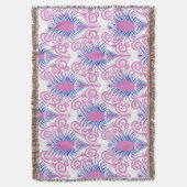 Boho Peacock Feather Jewel Tone-Neon Pink Deken (Voorkant Verticaal)