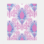 Boho Peacock Feather Jewel Tone-Neon Pink Fleece Deken (Voorkant)