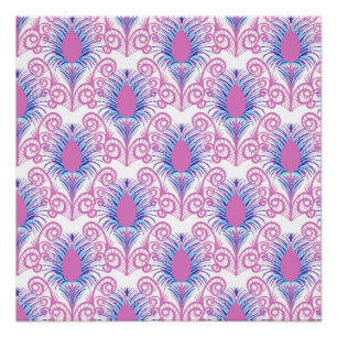 Boho Peacock Feather Jewel Tone-Neon Pink Perfect Poster