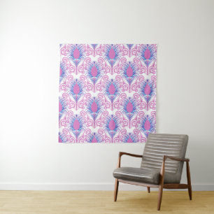 Boho Peacock Feather Jewel Tone-Neon Pink Wandkleed