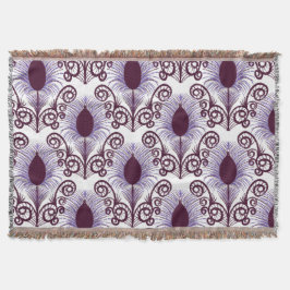 Boho Peacock Feather Jewel Tone-Paarse Monochrome Deken