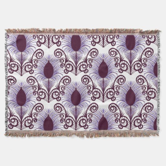 Boho Peacock Feather Jewel Tone-Paarse Monochrome Deken (Voorkant)