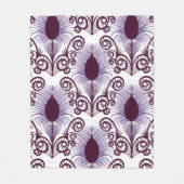 Boho Peacock Feather Jewel Tone-Paarse Monochrome Fleece Deken (Voorkant)