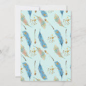 Boho Peacock Feathers Mint Peach Gold Turquoise Kaart (Achterkant)