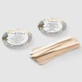 Boho Peacock Gray Blauwgroen Gold Wedding Programm Handwaaier (Niet-gemonteerd)