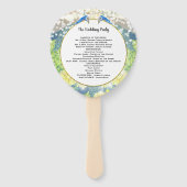 Boho Peacock GREEN Blauwgroen Gold Wedding Program Handwaaier (Achterkant)