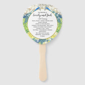 Boho Peacock GREEN Blauwgroen Gold Wedding Program Handwaaier (Voorkant)